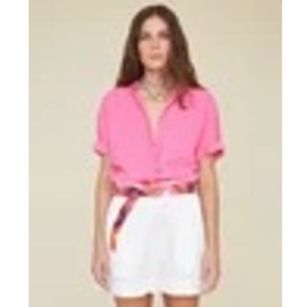 XiRENA S Top Button Down Up Shirt essential basic Channing cotton poplin Pink - Picture 6 of 6